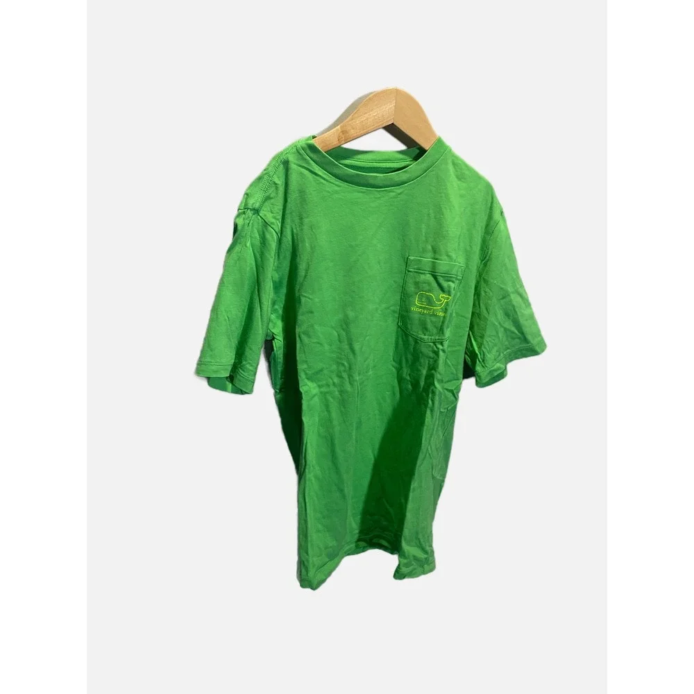 Vineyard Vines Pocket Tee Kids Large 16 Green Whale Graphic Short Sleeve Preppy